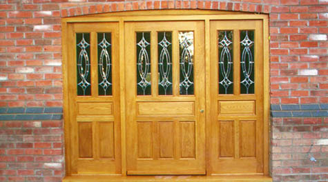 Handmade Oak Door, Frame and Side Lights